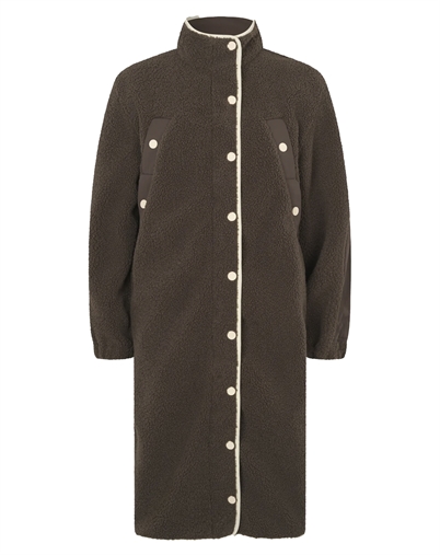 Stine Goya - Long Fleece Jakke - Dark Oak